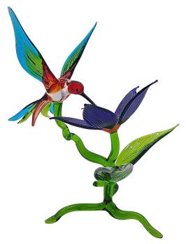 Blüte mit Kolibri, stehend / Blüte blau